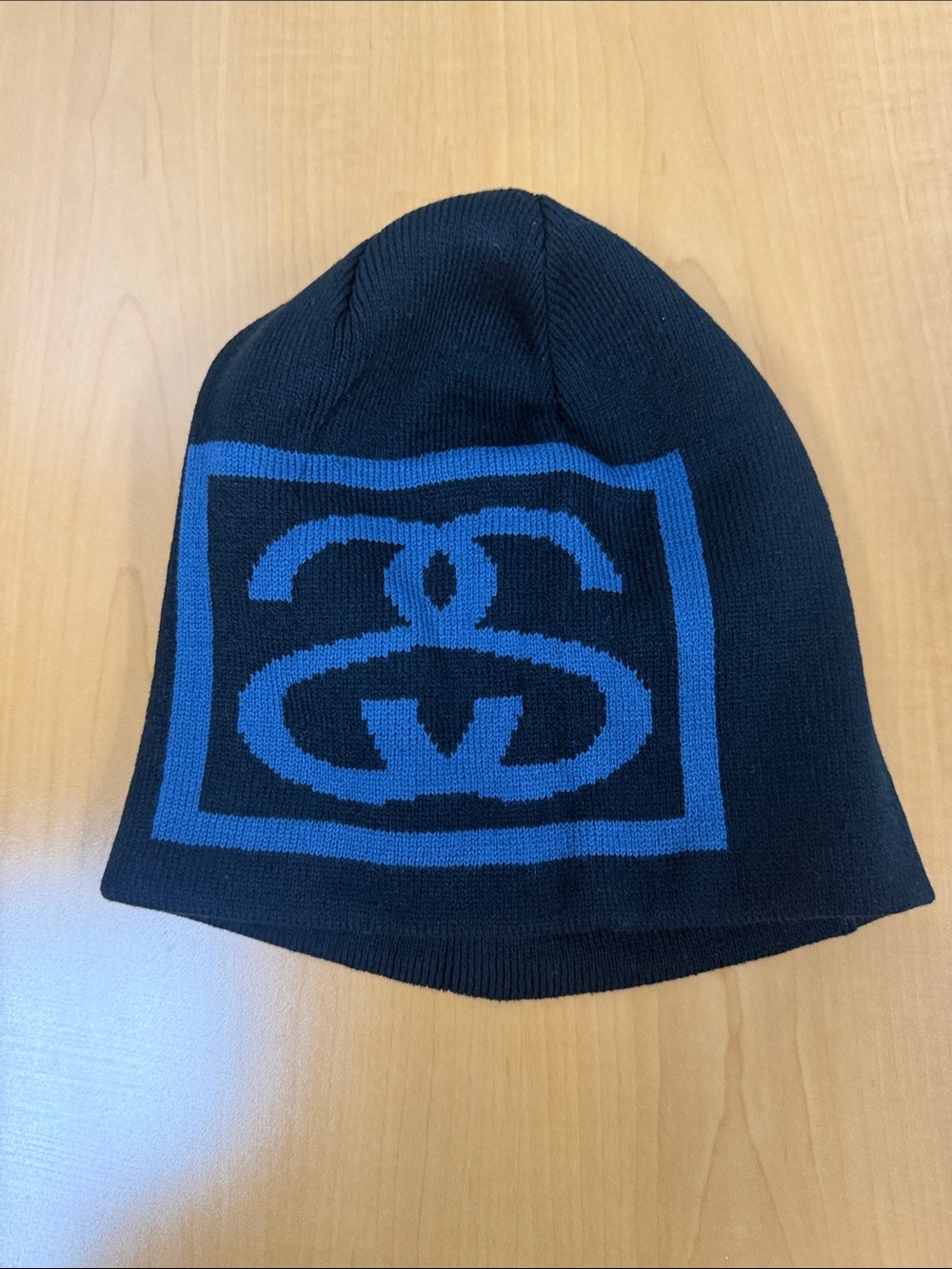 Stussy Black and Blue Logo Knit Beanie - New- no tags